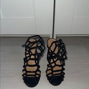 Express Black Strappy High Heels